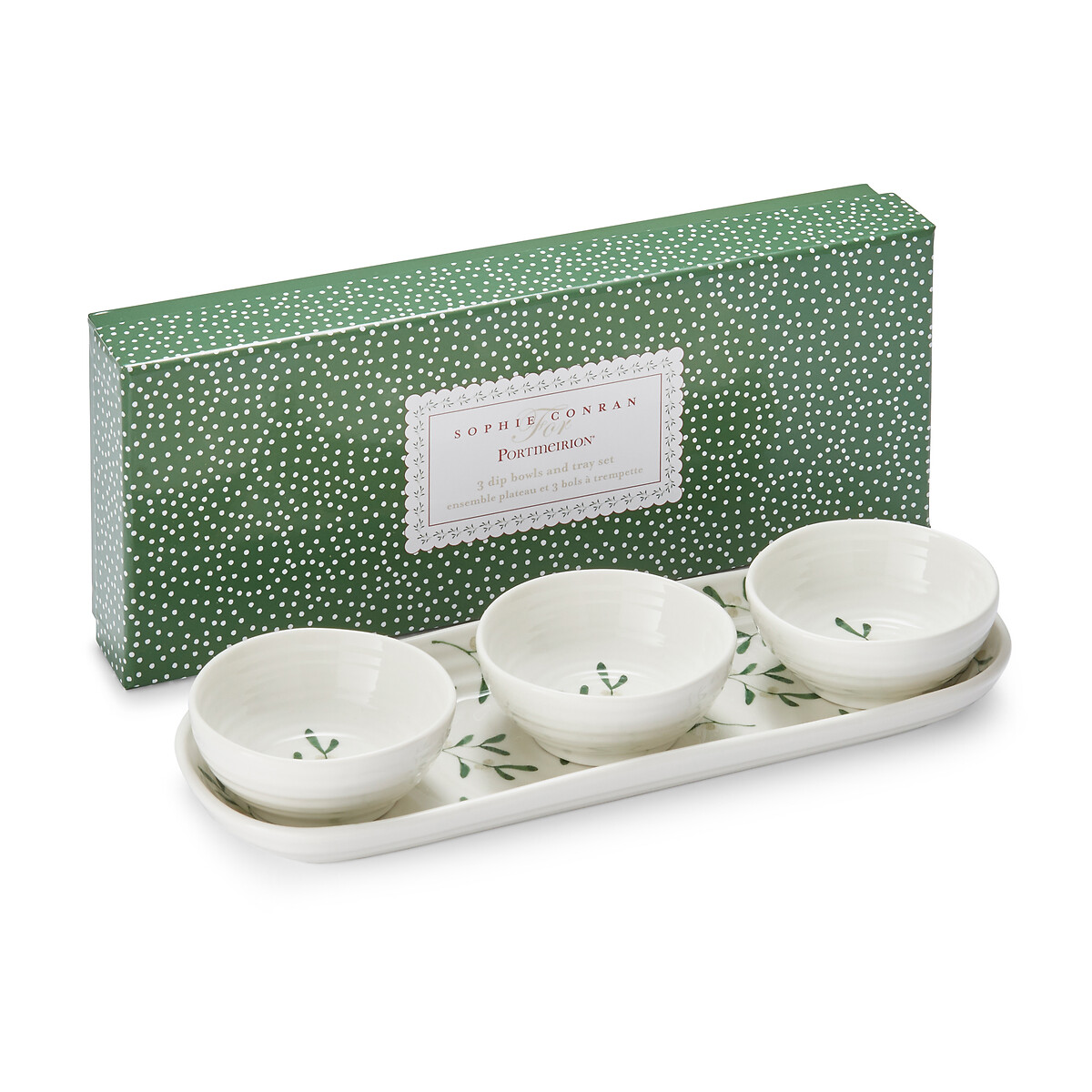 Set of 3 Mistletoe Dip Bowls & Tray white, SOPHIE CONRAN FOR PORTMEIRION