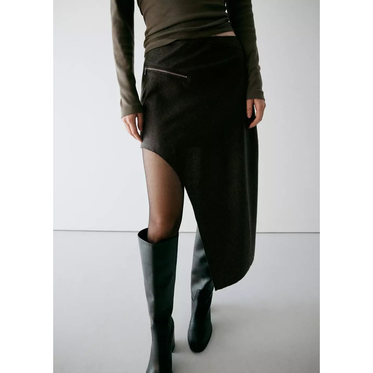 Jupe asymétrique vert, MANGO