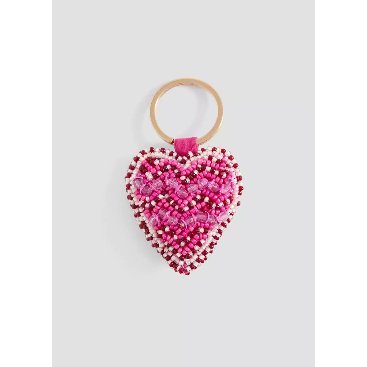 Porte-clés cœur perles fantaisie rose, MANGO KIDS