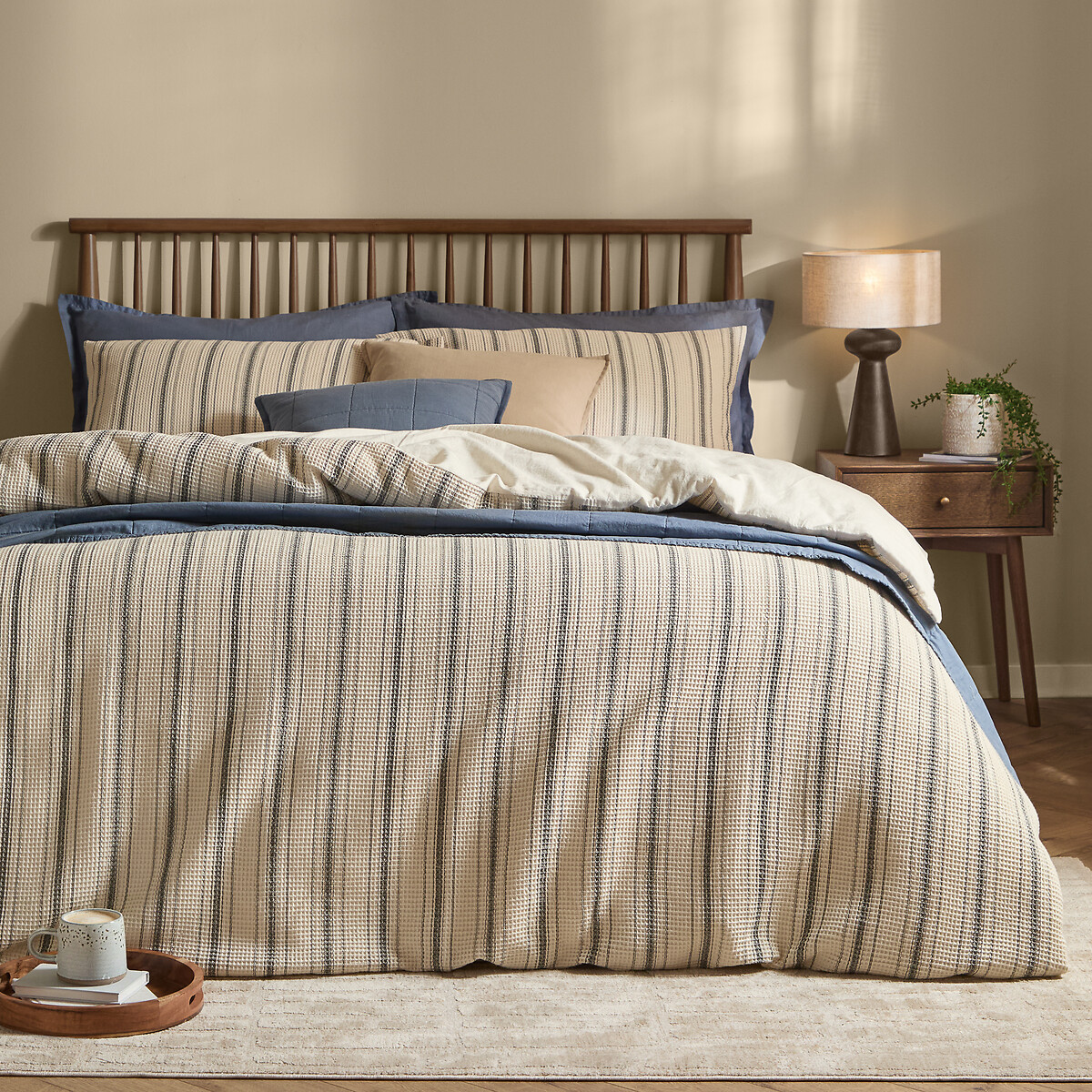 Selby Waffle 100% Cotton Duvet Cover and Pillowcase Set coal, YARD