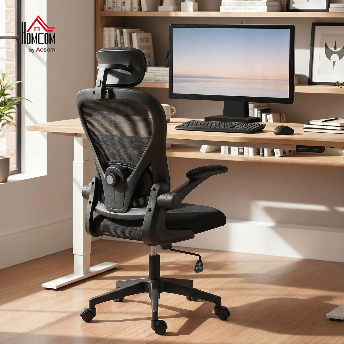Chaise de bureau Maille Noir noir, HOMCOM