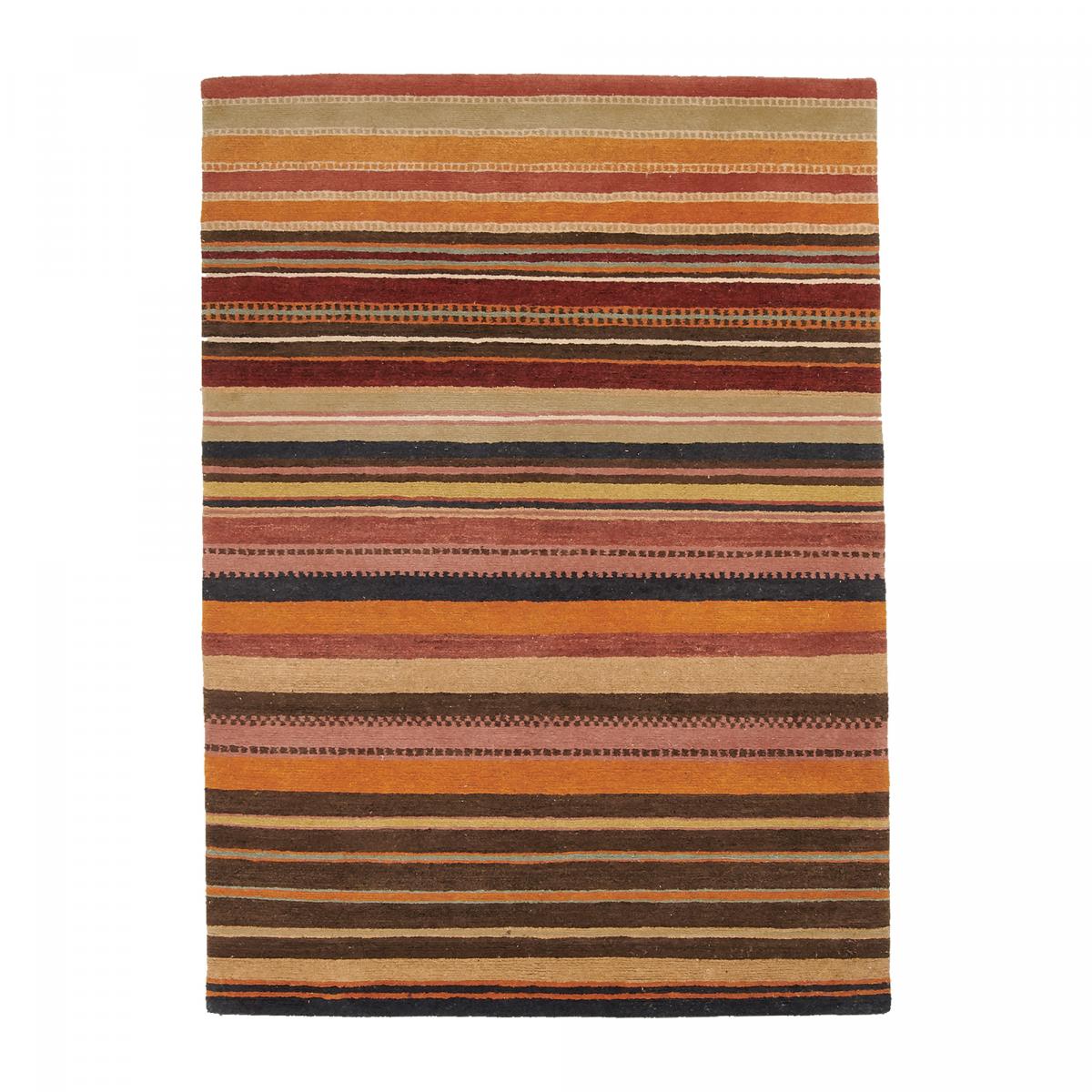 Tapis salon et chambre fait main en laine motif géométrique SPLENDIDA beige, marron, orange, UN AMOUR DE TAPIS