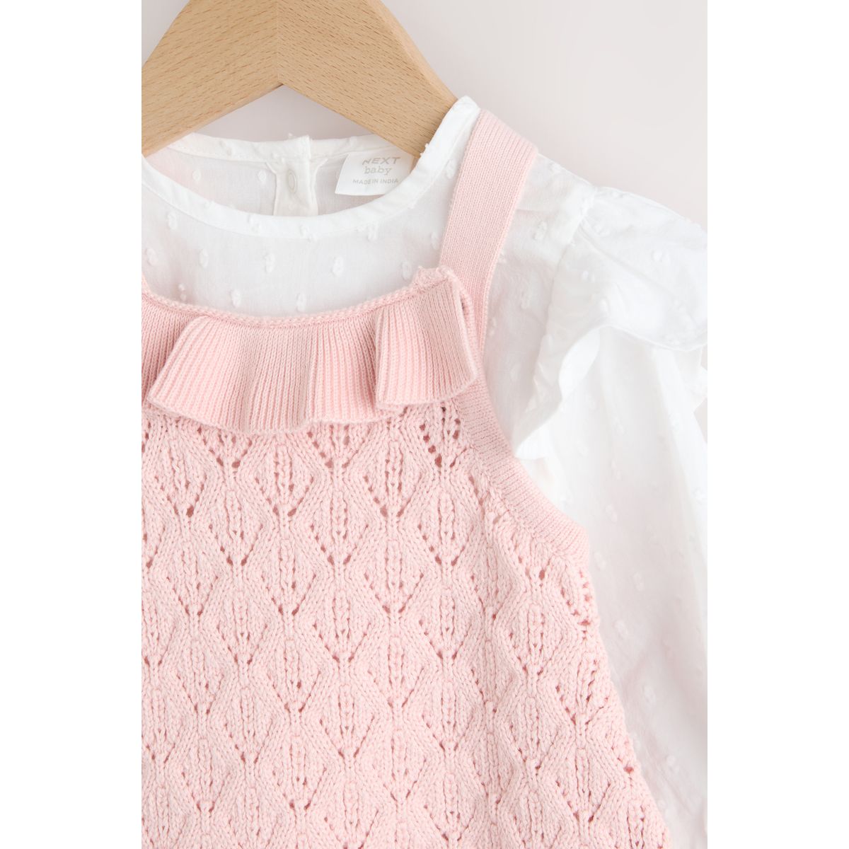 Barboteuse, collants salopette bébé, 3 pièces rose/ blanc, NEXT