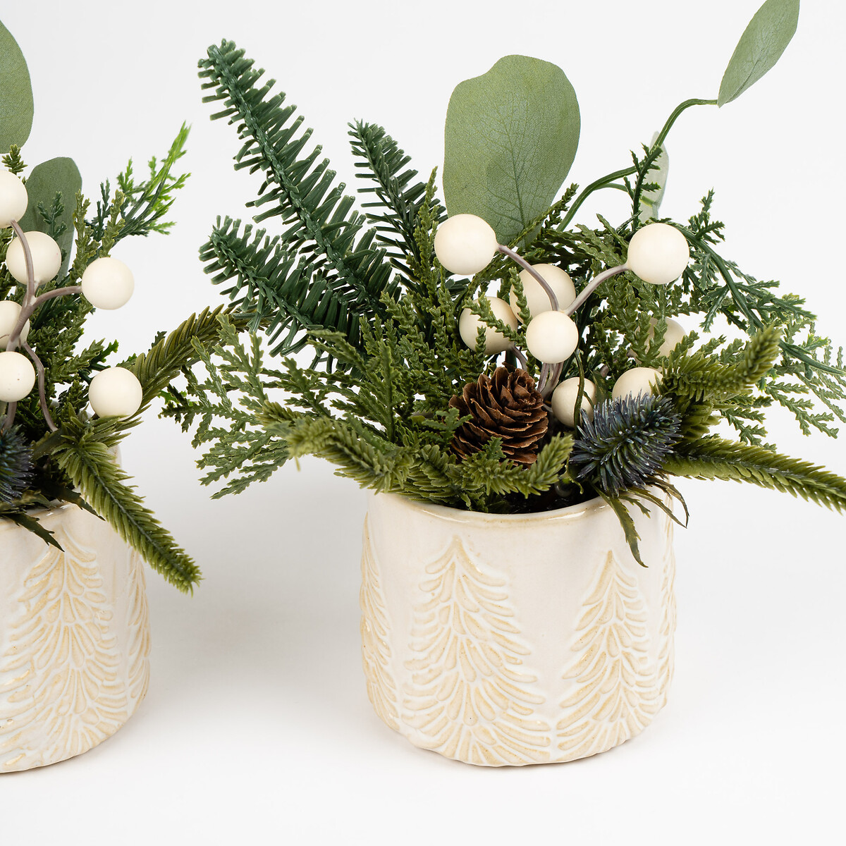 Set of 2 Christmas Potted Arrangements green, SO'HOME