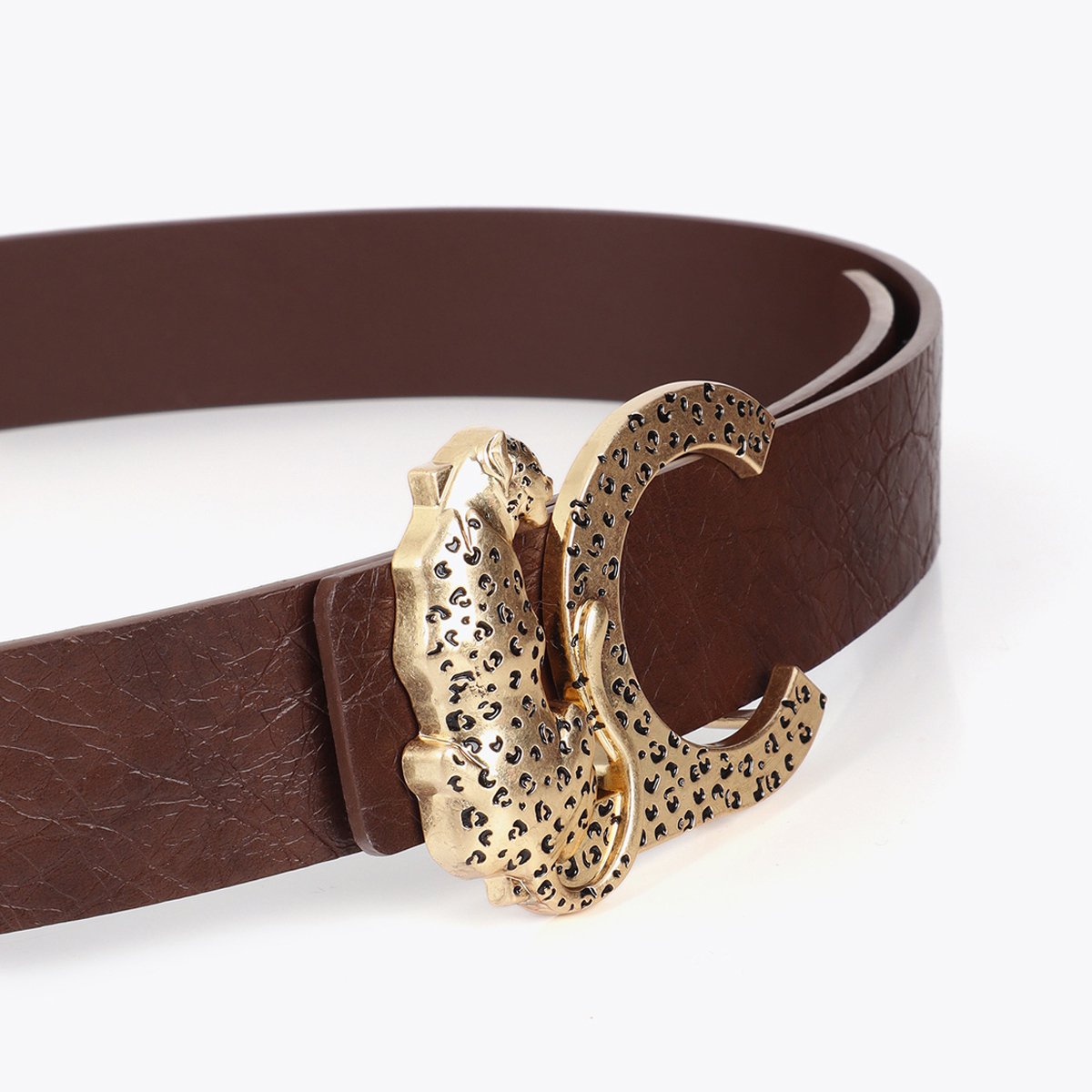 Ceinture à boucle léopard dorée marron, LOLA CASADEMUNT