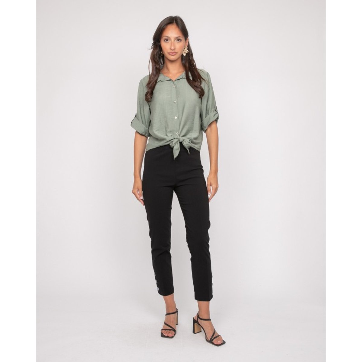 Chemise Manches Courtes Nouée Ovelie kaki, DONA LISA