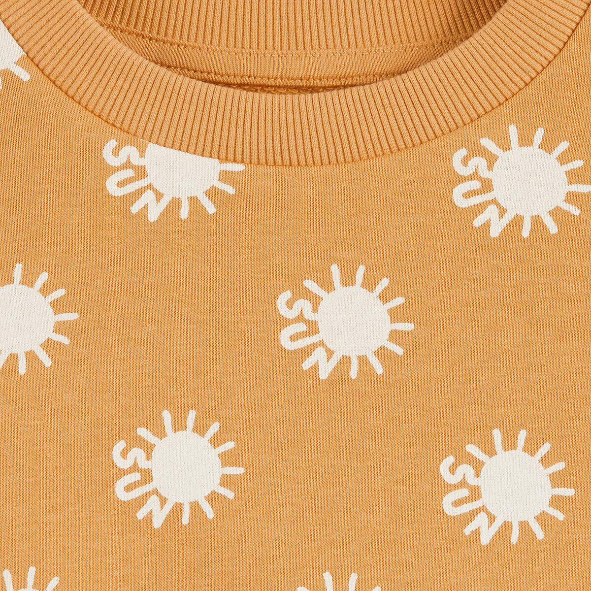 Sweat col rond en molleton, imprimé soleils jaune, LA REDOUTE COLLECTIONS