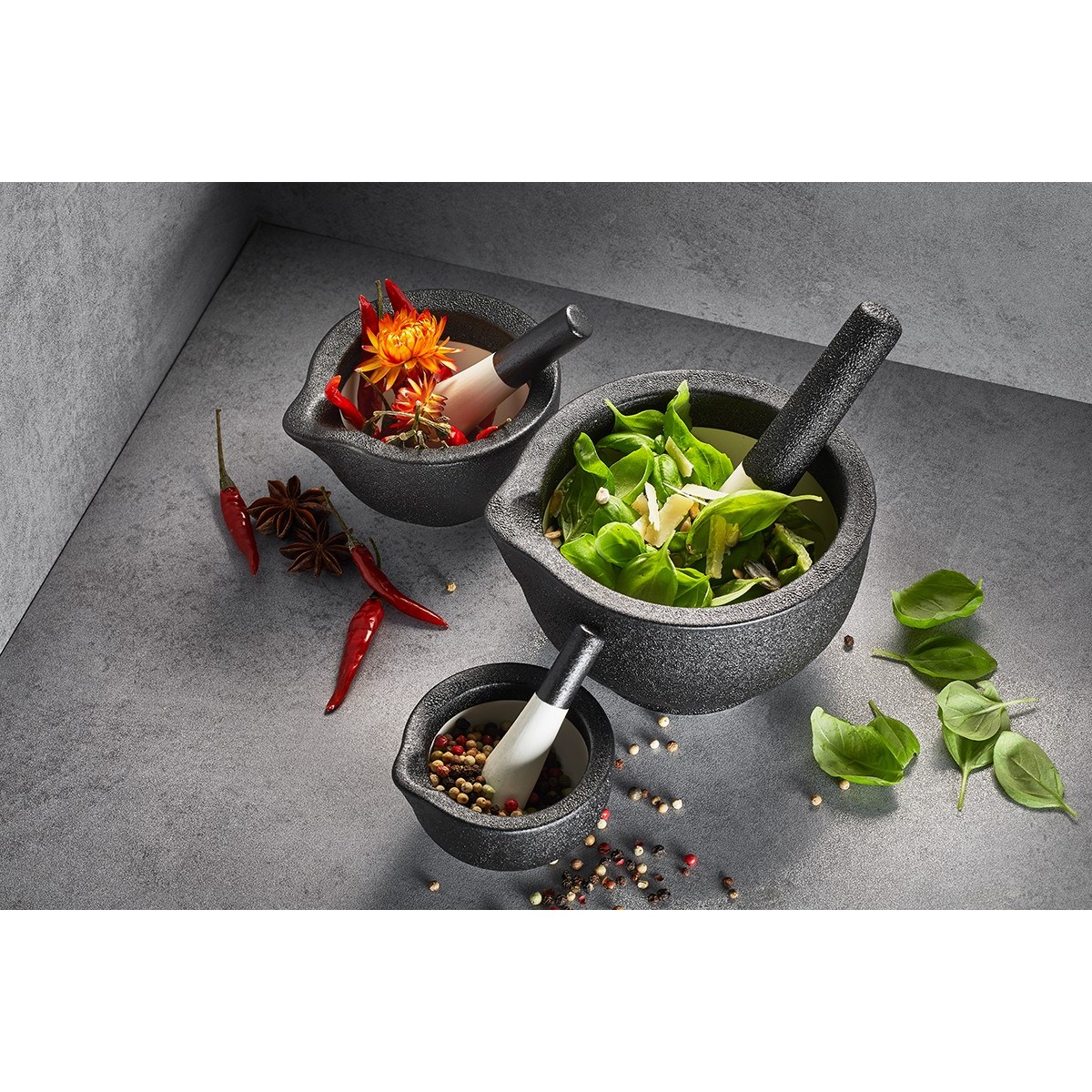 Mortier et pilon XL GRINO noir, GEFU