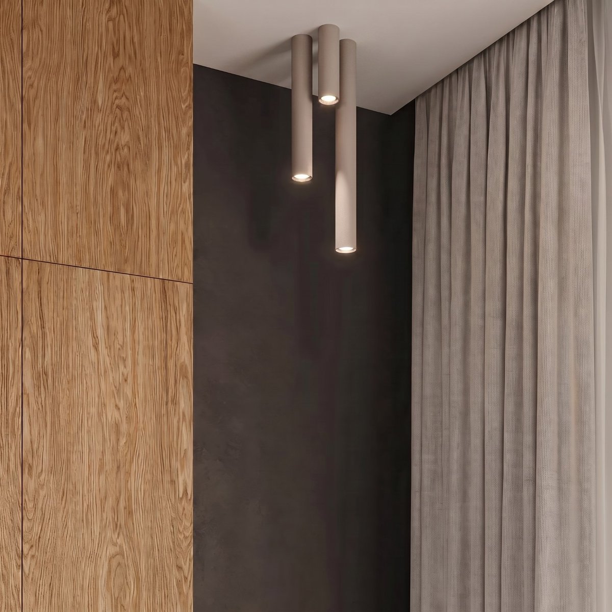 Plafonnier Acier Taupe GU10 1 Lagos taupe, EDEN