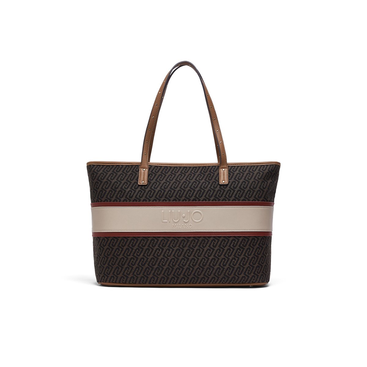 Sac cabas moyen monogramme marron foncé, LIU JO