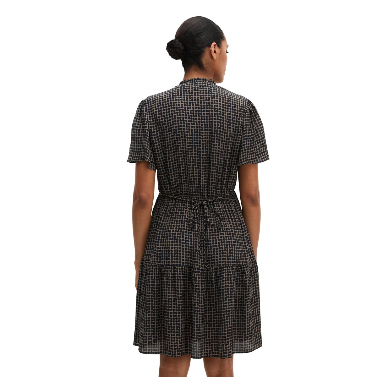 Robe courte coupe trapèze en viscose fluide marron, MARC O'POLO
