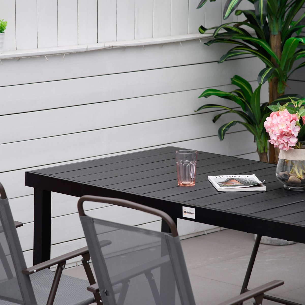 Table de jardin Aluminium Marron noir, OUTSUNNY