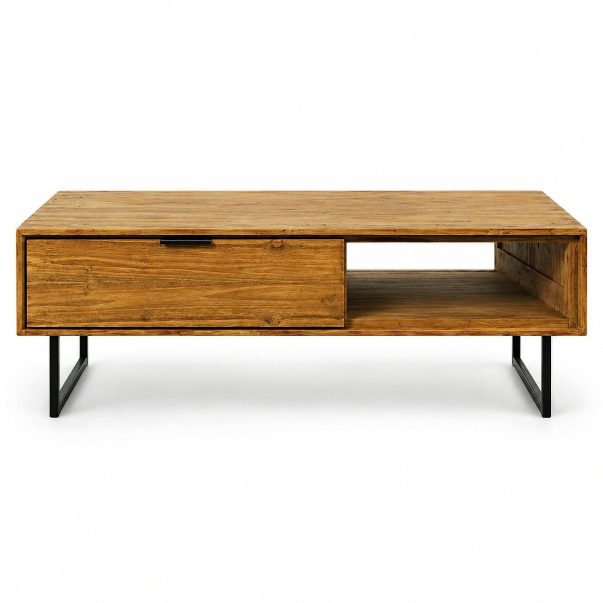 Table basse avec rangement en bois de teck recyclé DEPOK bois naturel, PIER IMPORT