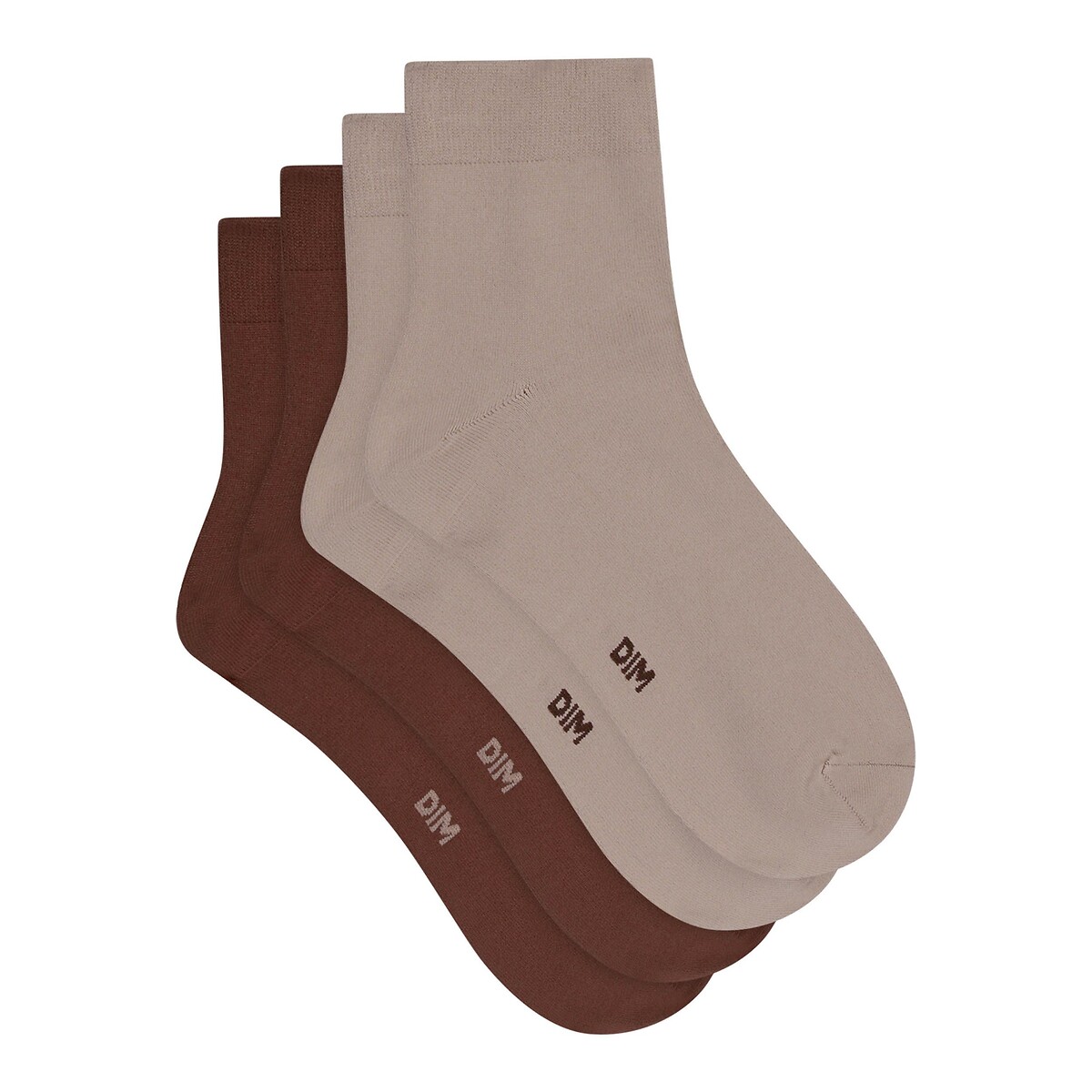 Lot de 2 paires de socquettes SKIN taupe / cappuccino, DIM