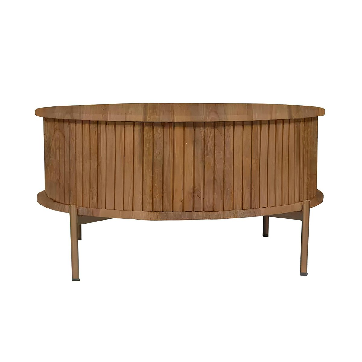 Table basse ronde 2 tiroirs CORTINA bois, PIER IMPORT