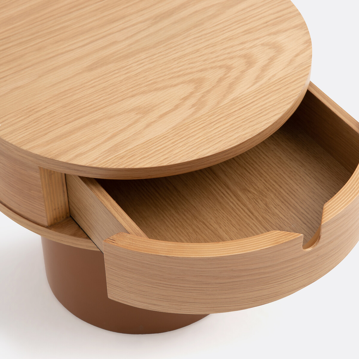 Tamita 1-Drawer Lacquered Base Bedside Table oak/caramel, LA REDOUTE INTERIEURS