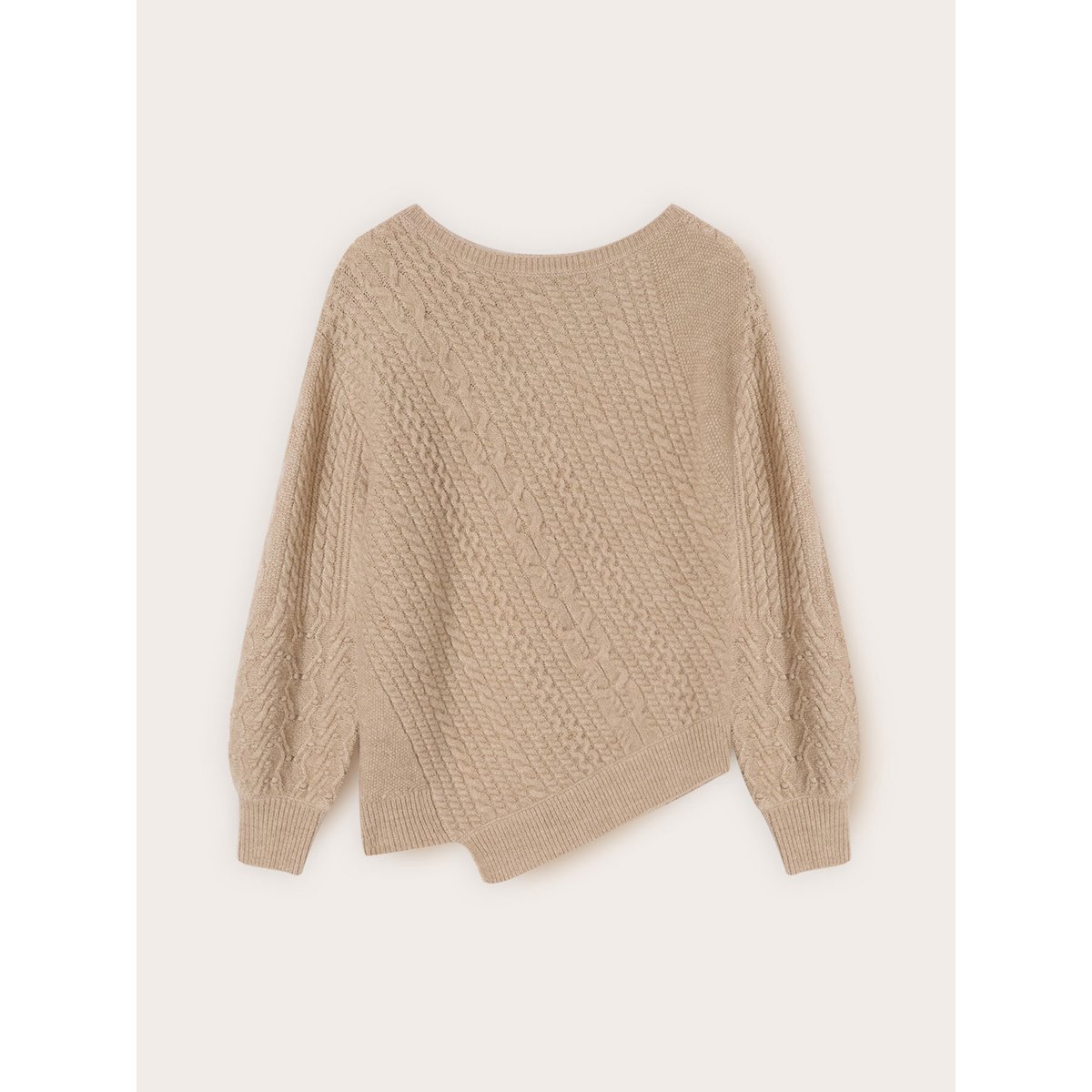 Pull asymétrique à tresses beige, MOTIVI