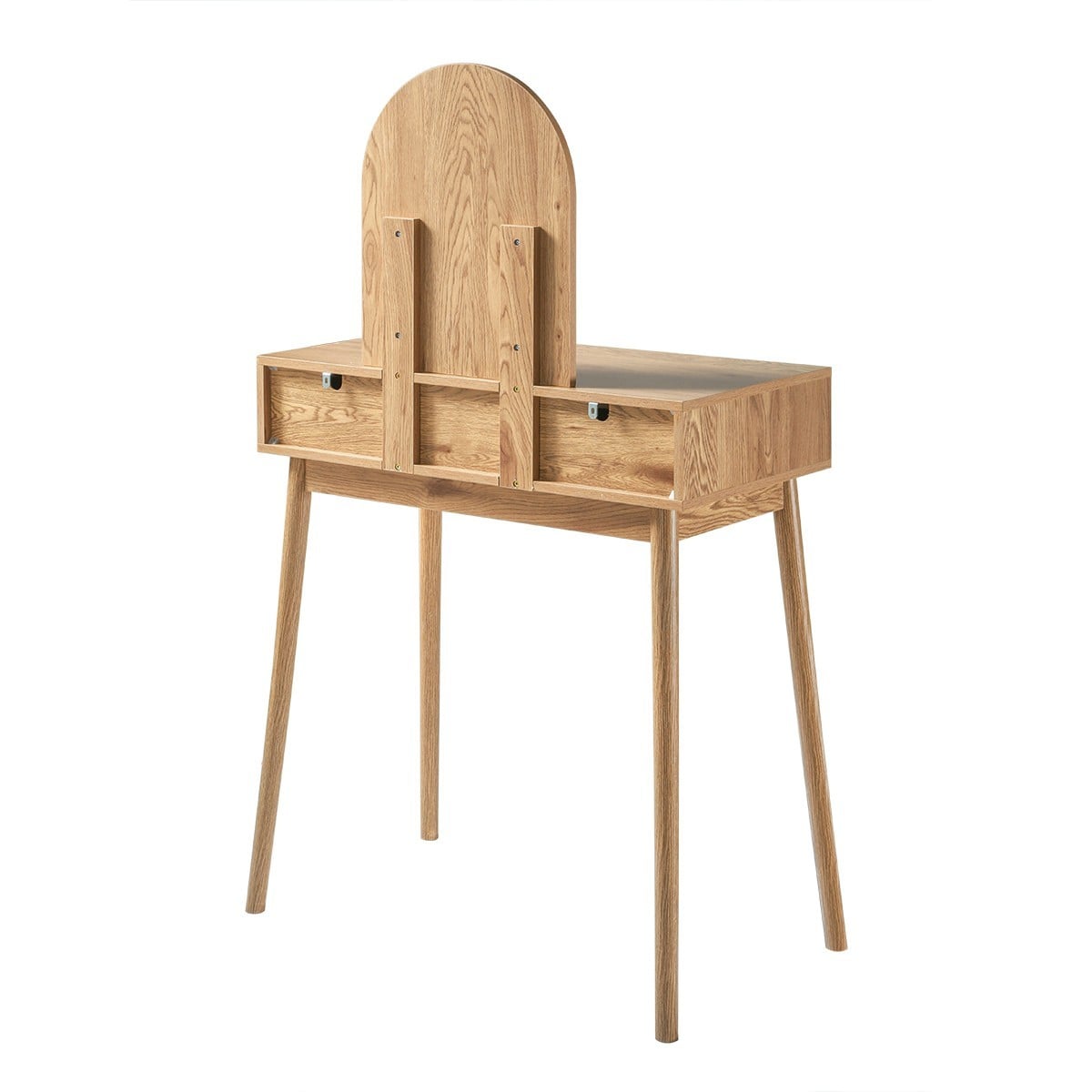 Coiffeuse miroir et 2 tiroirs en rotin ALIA bois clair, CALICOSY