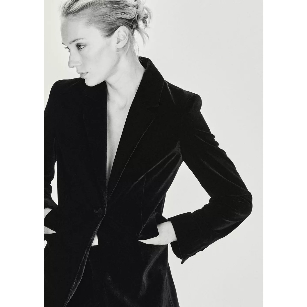 Blazer costume velours noir, MANGO