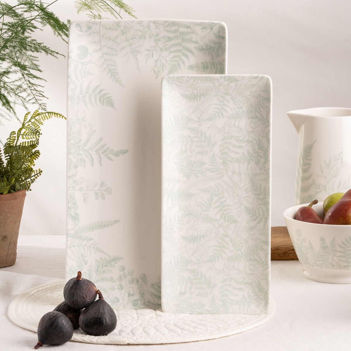 36.5cm Signature Botanical Rectangular Serving Platter green, MARY BERRY