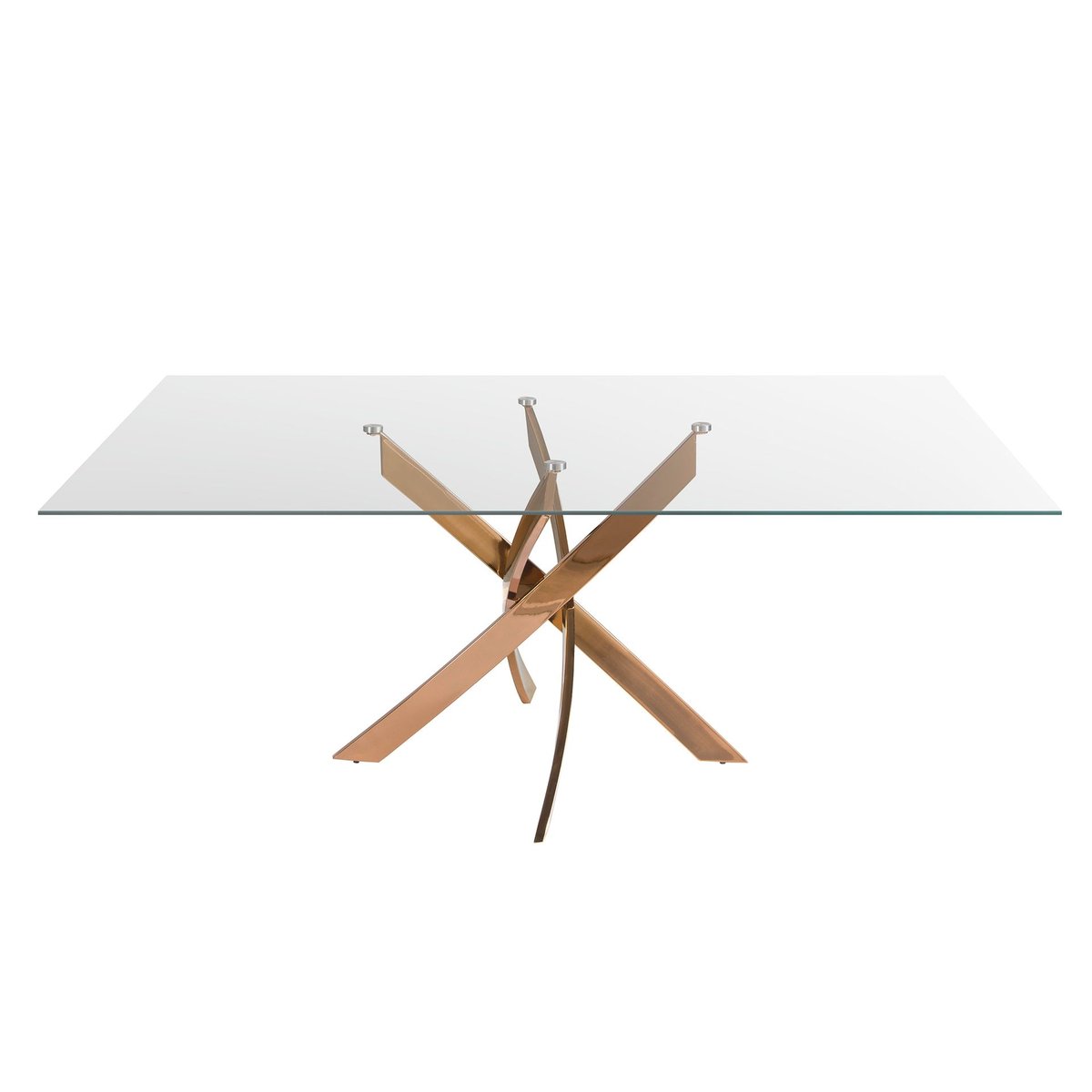 Table de salle à manger rectangulaire en verre trempé et acier cristal | rose, ANGEL CERDA