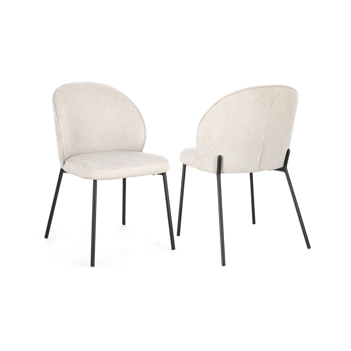 Chaises de salle à manger design en tissu (lot de 2) - NELLY blanc, HELLIN, DEPUIS 1862