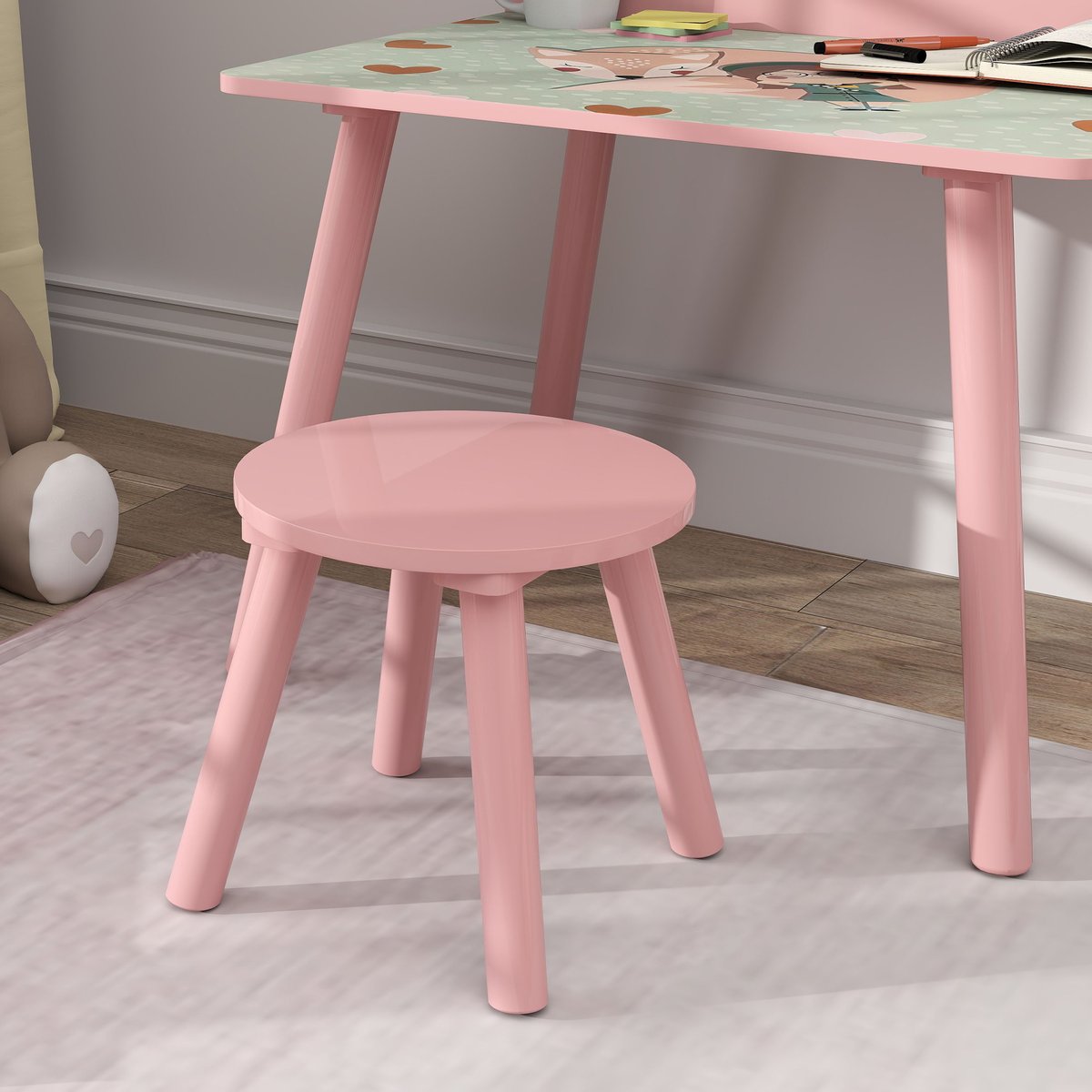 Ensemble table et chaises pour enfants MDF rose, AIYAPLAY