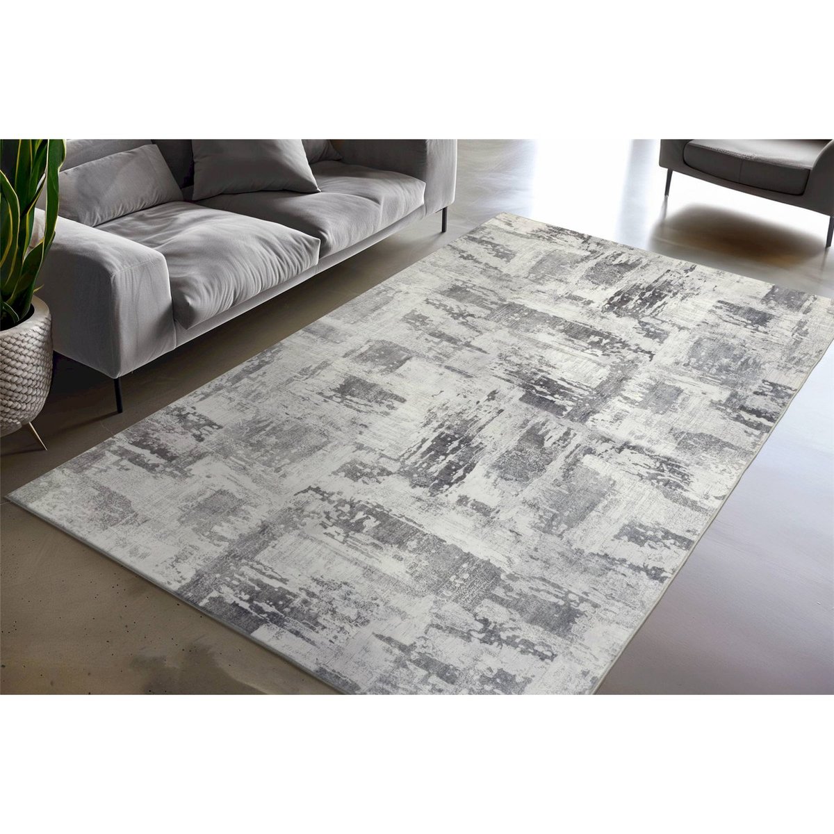 Tapis rectangulaire, Visionary gris clair à motif anthracite, ARTE ESPINA