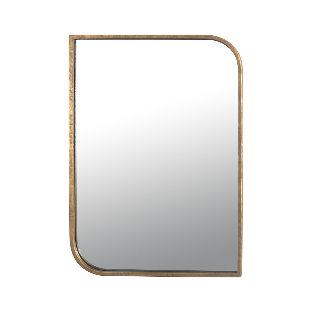 Miroir rectangle coins asymétriques arrondis métal 76x56cm or, EMDE