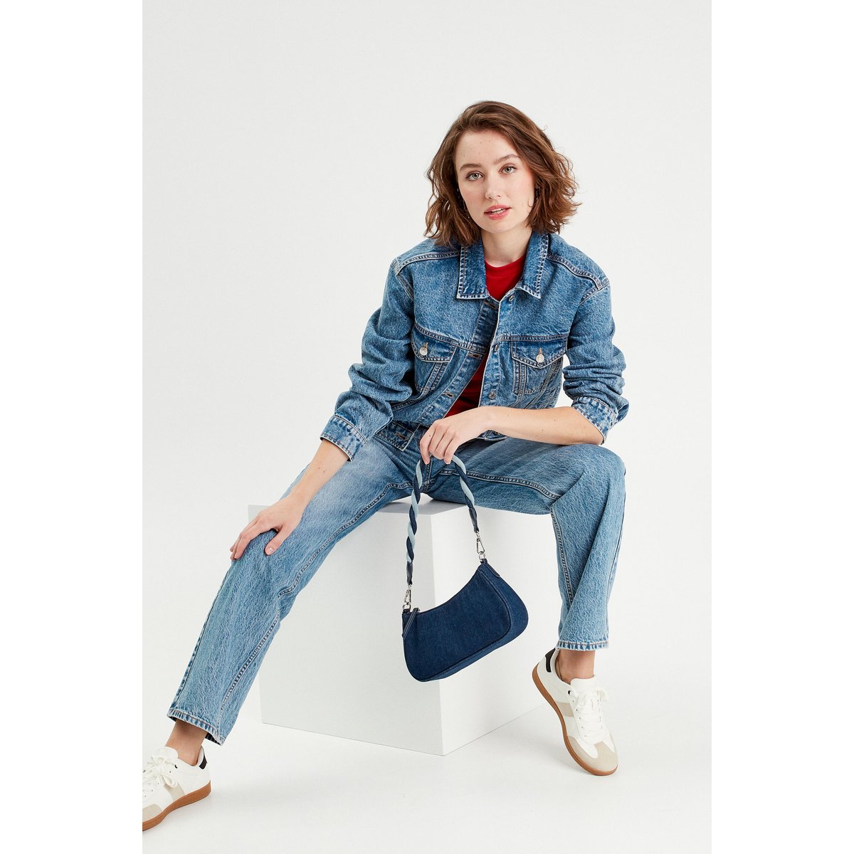 Jeans droit 5 poches denim double stone, CACHE CACHE