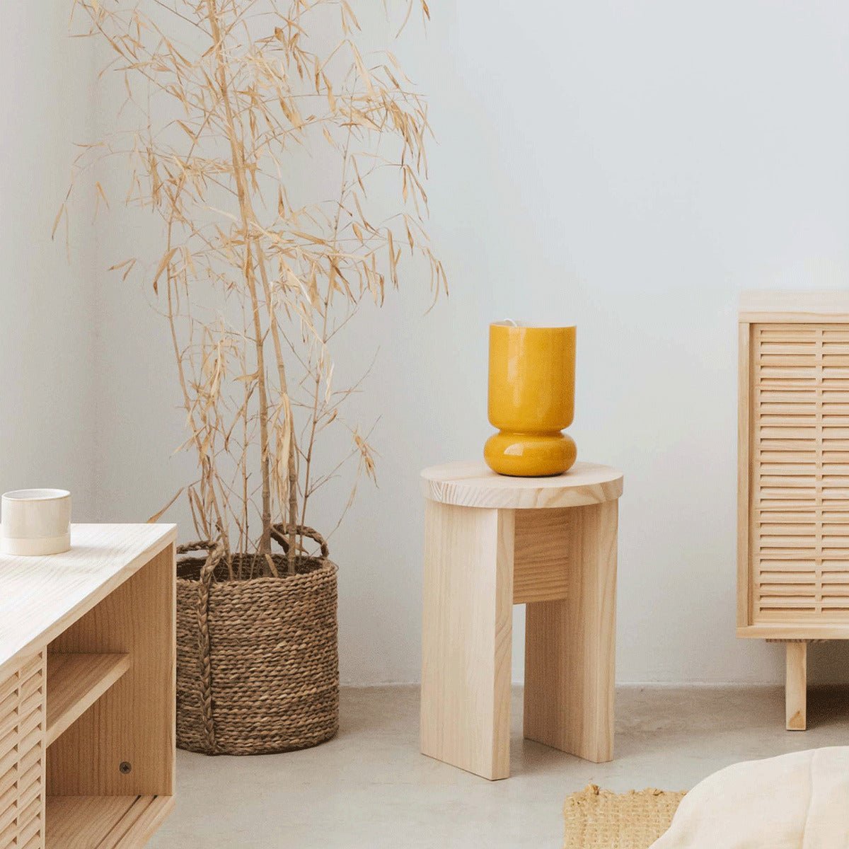 Tabouret en pin massif non verni CALPE bois clair, NAAN FURNITURE