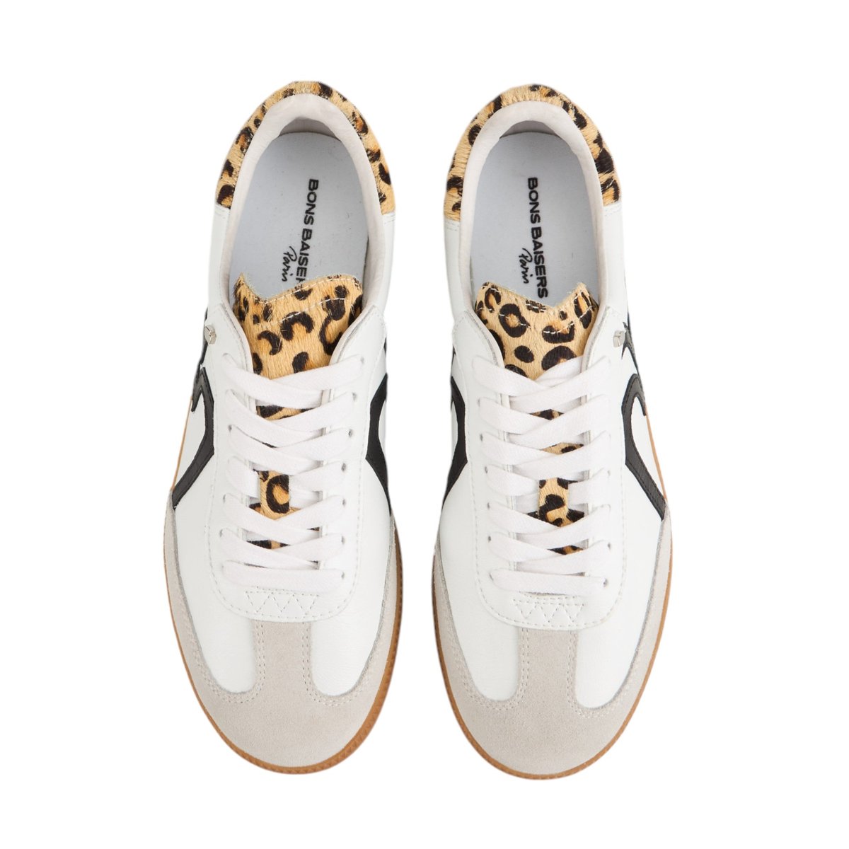 Baskets En Cuir Billie Leopard blanc, BONS BAISERS