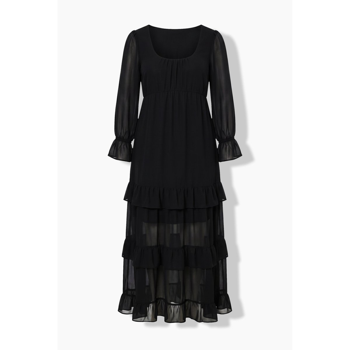 Robe maxi taille empire, coupe évasée noir, ULLA POPKEN