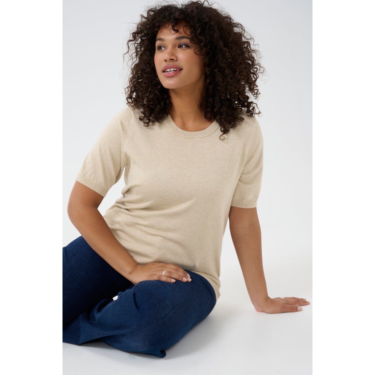 Pullover tricoté beige feather gray melange, KAFFE CURVE