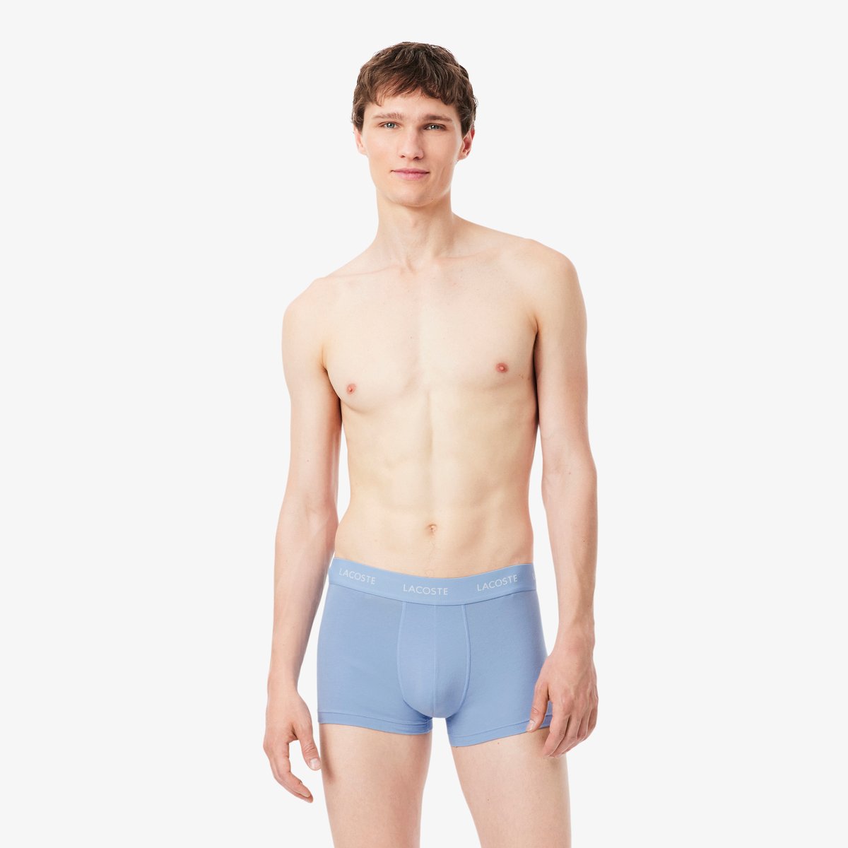 Lot de 3 boxers courts jersey stretch marquage bleu-w9y, LACOSTE