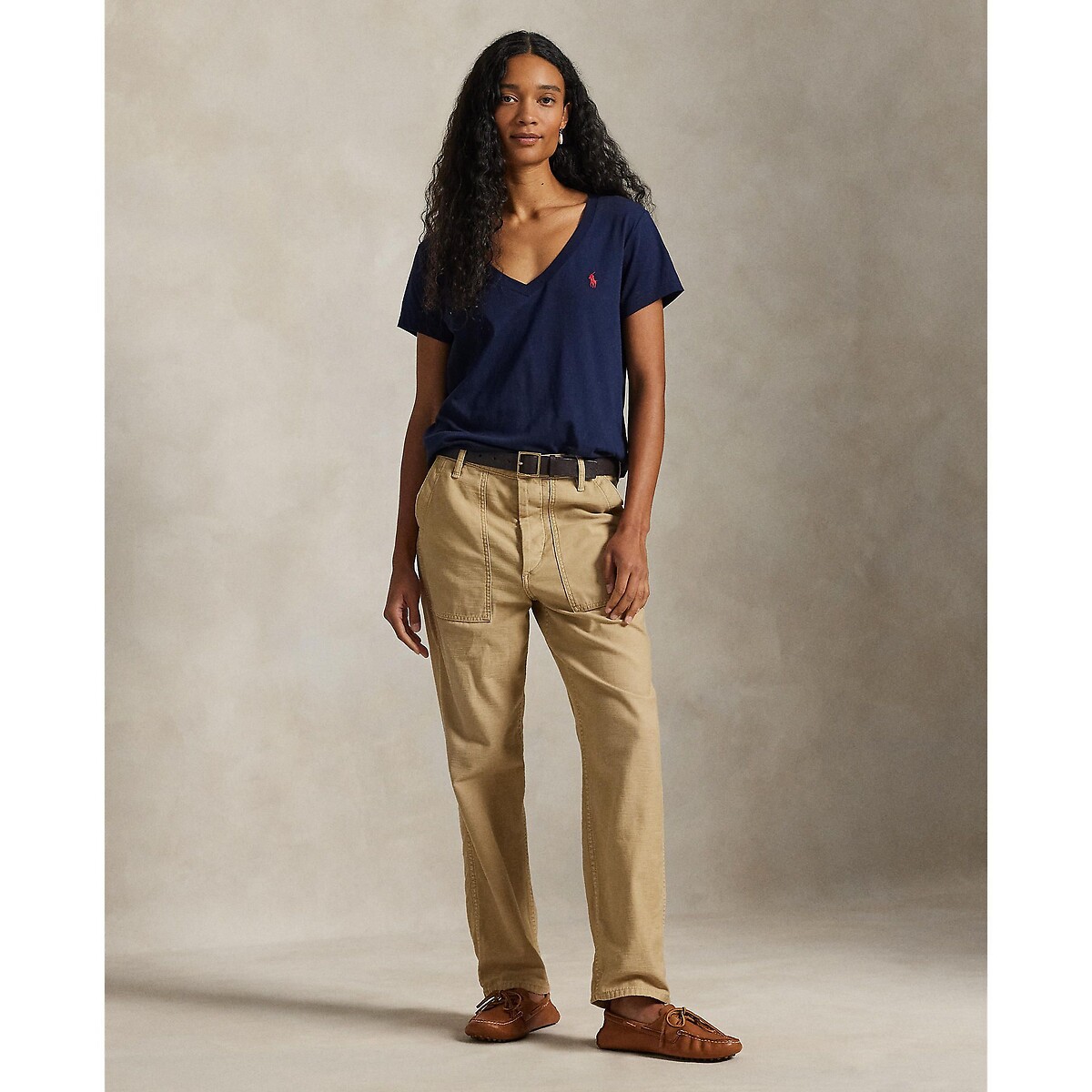T-shirt col V à manches courtes marine, POLO RALPH LAUREN