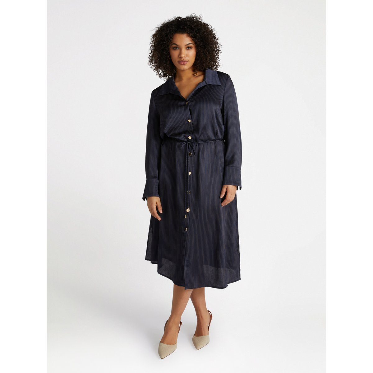 Robe chemise avec ceinture bleu, FIORELLA RUBINO