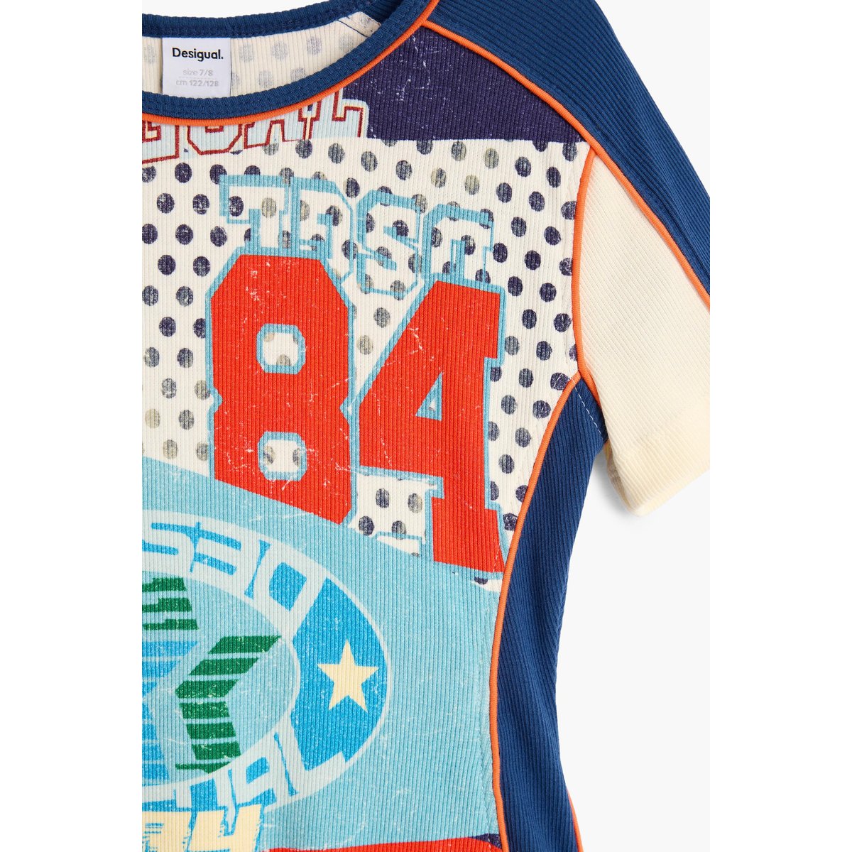 Robe évasée imprimée beige, DESIGUAL