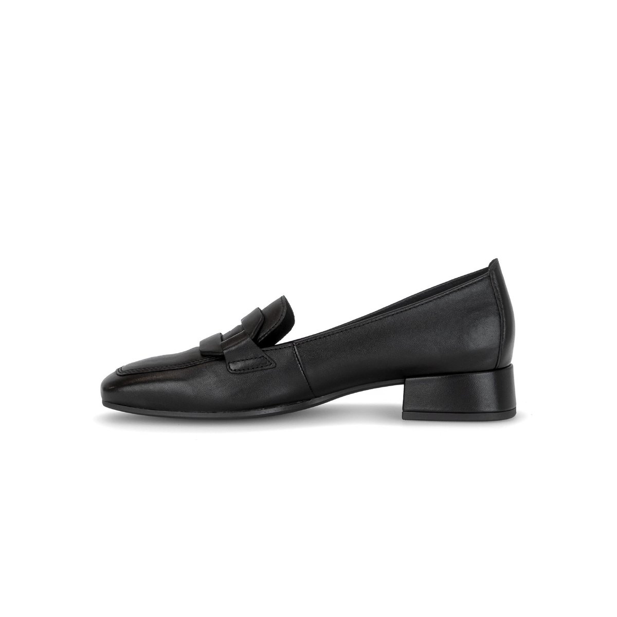 Mocassins en cuir lisse à talon décroché noir lisse, GABOR