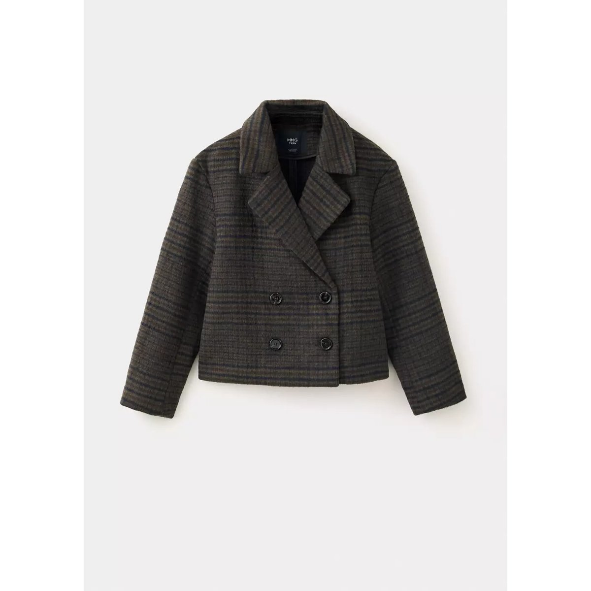 Manteau à carreaux laine mélangée chocolat, MANGO TEEN