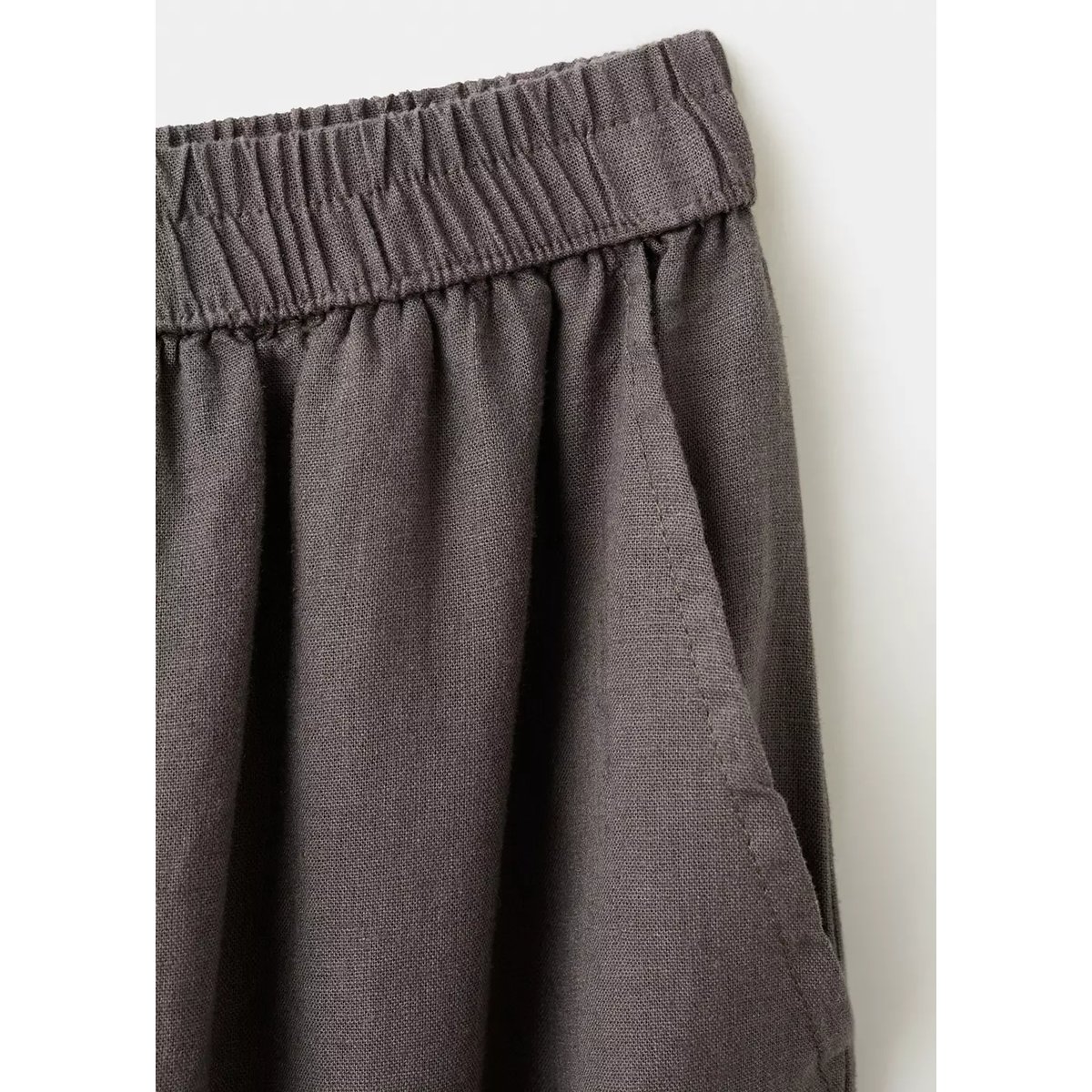 Pantalon mélange de lin balloon chocolat, MANGO KIDS
