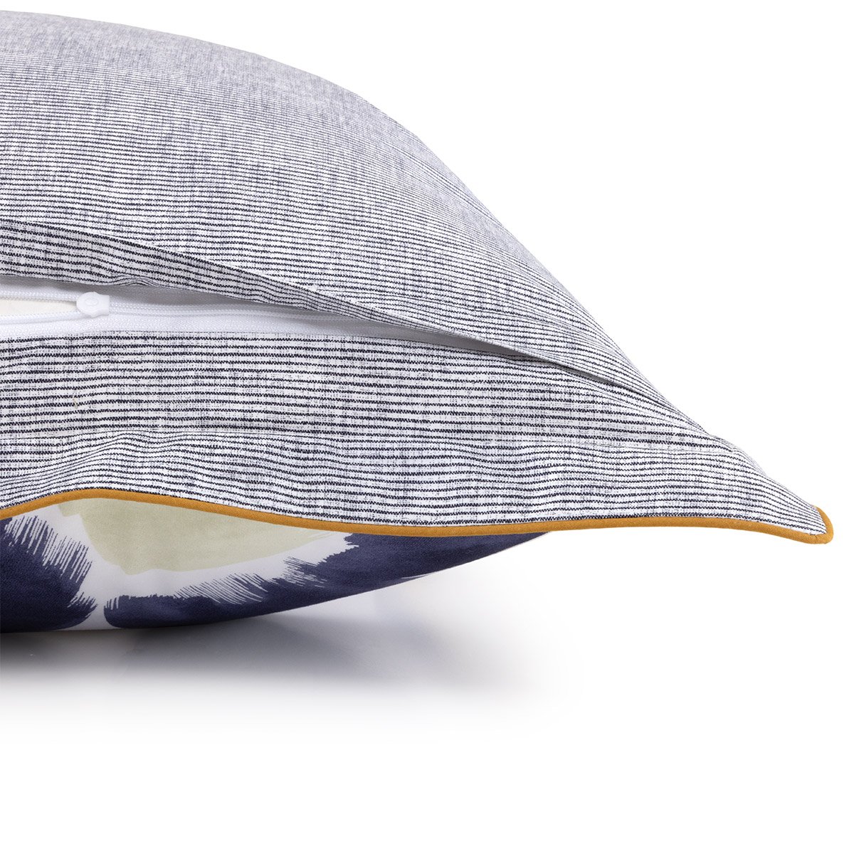 Taie d'oreiller en percale de coton bleu, HEURE BLEUE a motif, DESFORGES
