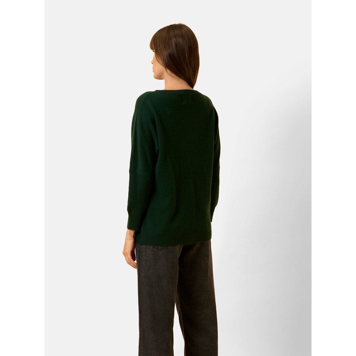 Pull Chauve Souris Cyprès Rebecca vert foncé, JUST CASHMERE