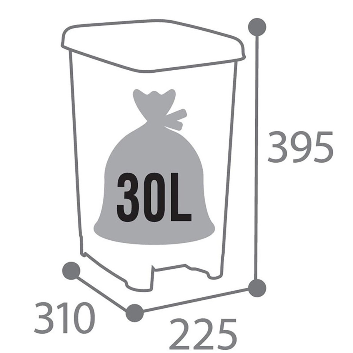 Poubelle de salle de bains à pédale 15L - CUBO plastique blanc, ROSSIGNOL