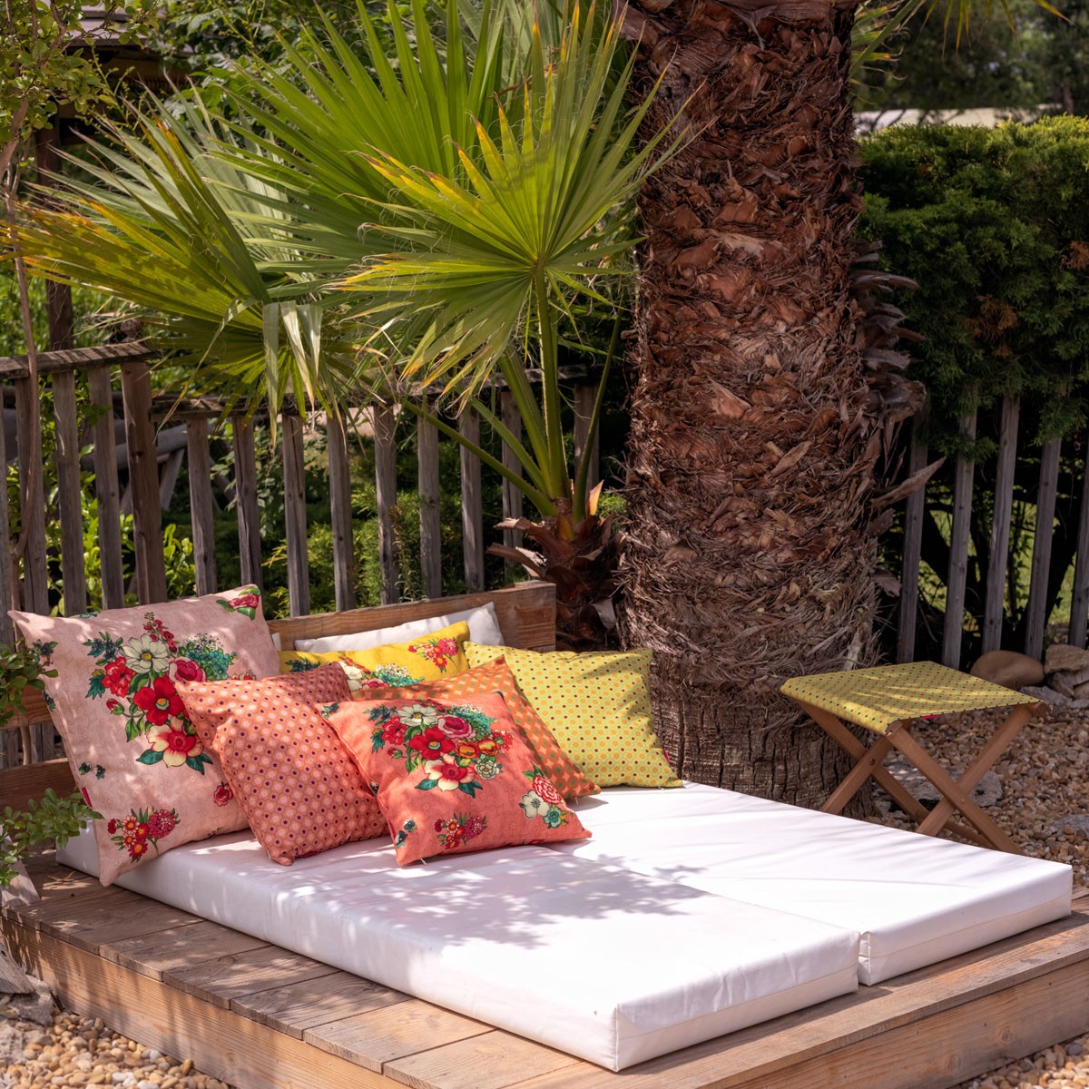 Housse de coussin extérieur HANAMI jaune, VENT DE BOHÈME