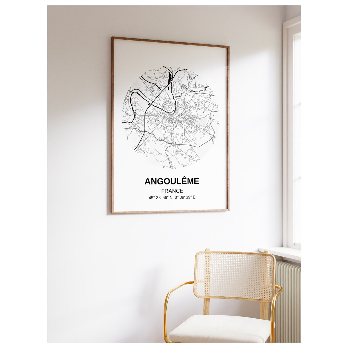 Affiche Carte Angoulême blanc, L'AFFICHERIE