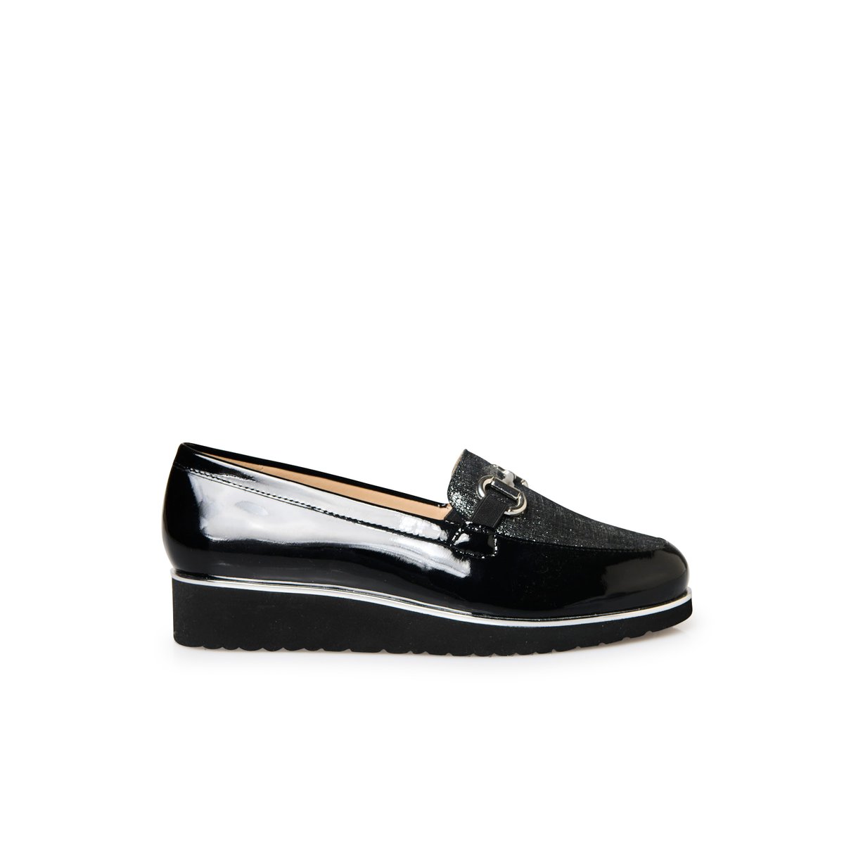 Mocassins élastiqués vernis noir, PEDICONFORT