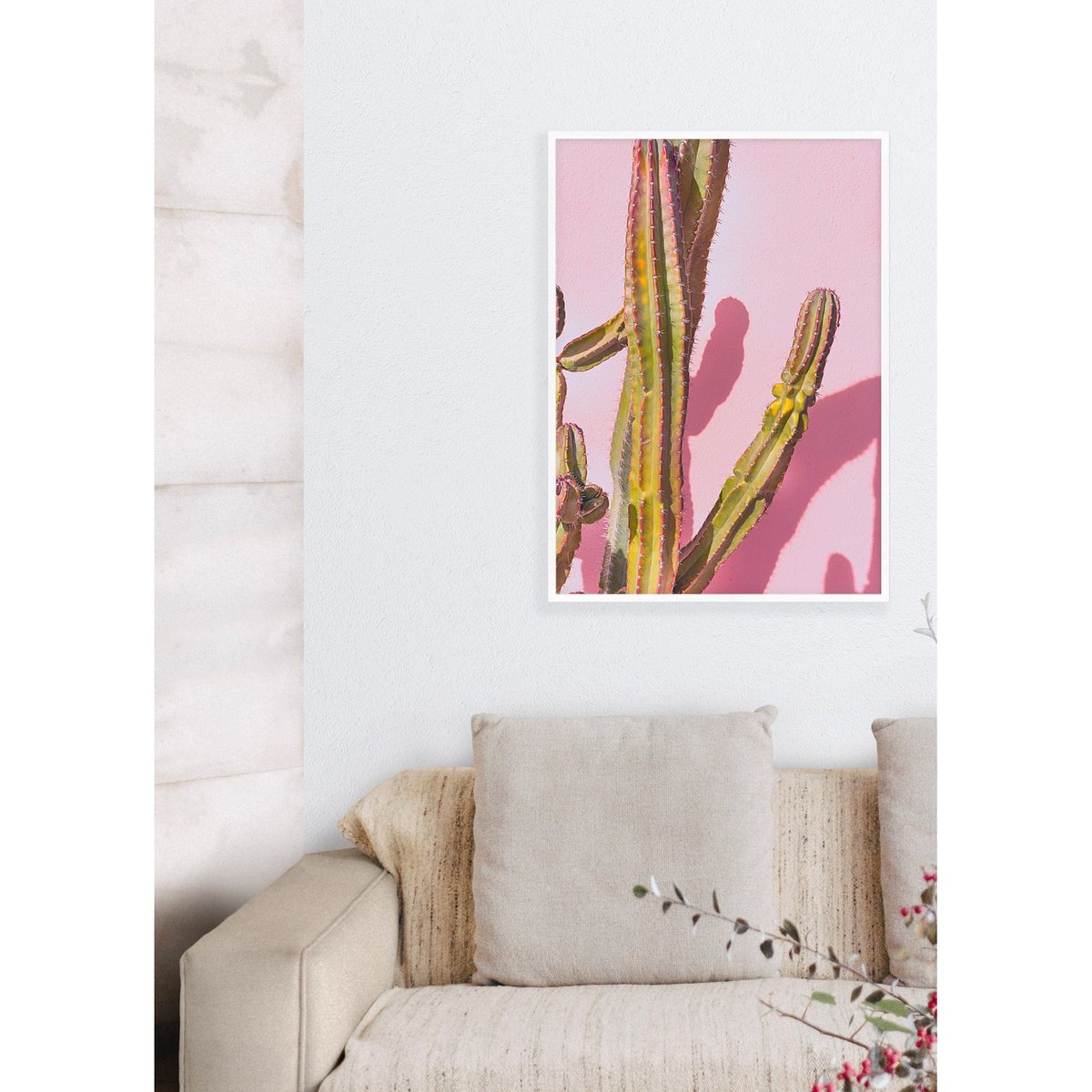 Poster nature Cactus 4 blanc, L'AFFICHERIE