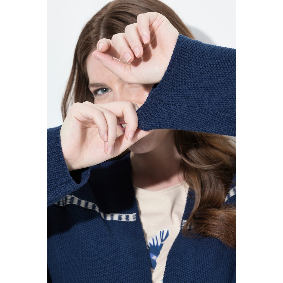 Cardigan oversize à manches longues bleu encre, ULLA POPKEN