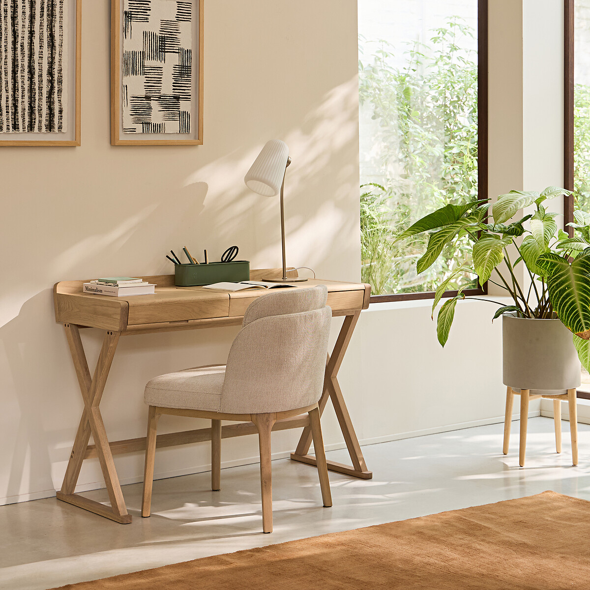 Escritorio de roble y chapa de madera, Brixton, diseño de Emmanuel Gallina roble natural, EMMANUEL GALLINA X AM.PM